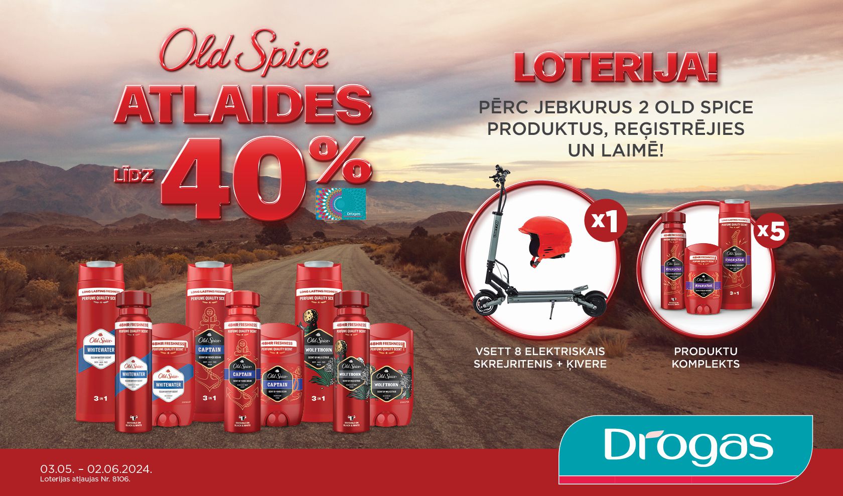 OLD SPICE LOTERIJA DROGAS VEIKALOS  